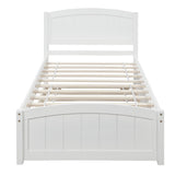 Holaki Wood Twin Size Bed with Trundle for Kids , White
