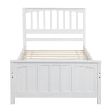 Holaki Wood Twin Size Bed with Headboard & Footboard for Kids, White