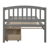 Holaki Twin Size Wood Bed with 2 Storage Drawers for Kids, Gray