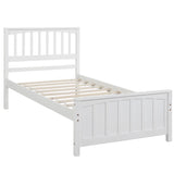 Holaki Wood Twin Size Bed with Headboard & Footboard for Kids, White