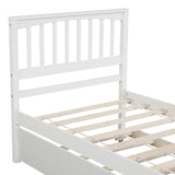 Holaki Wood Twin Size Bed with Trundle for Kids, White