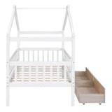 Holaki Twin Size House Bed with Storage Drawers for Kids, White