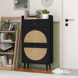 Holaki Rattan Shoe Rack, 2 Door 1 Drawer Cabinet,Double Layer, Suitable for Entrance