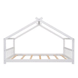 Holaki Full Size Wood House Bed for Kids, White