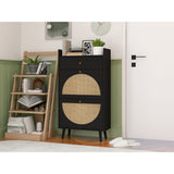 Holaki Rattan Shoe Rack, 2 Door 1 Drawer Cabinet,Double Layer, Suitable for Entrance