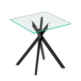 Glass End Table for Living Room, Holaki 17.72" Modern Square Side Table with Tempered Glass Top & Metal Legs, Small Glass Table for Bedroom Office, Black