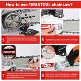 Holaki 20 inch Gas Chainsaw with 2 Stroke, 62CC Powerful, for Pruning, Limbing, Cutting Wood, for Farm, Garden and Ranch, Red