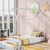 Holaki Twin Size Wood House Bed for Kids, White