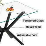 Holaki 47.24'' Rectangular Tempered Glass Dining Table for Dining Room, Living Room, Office