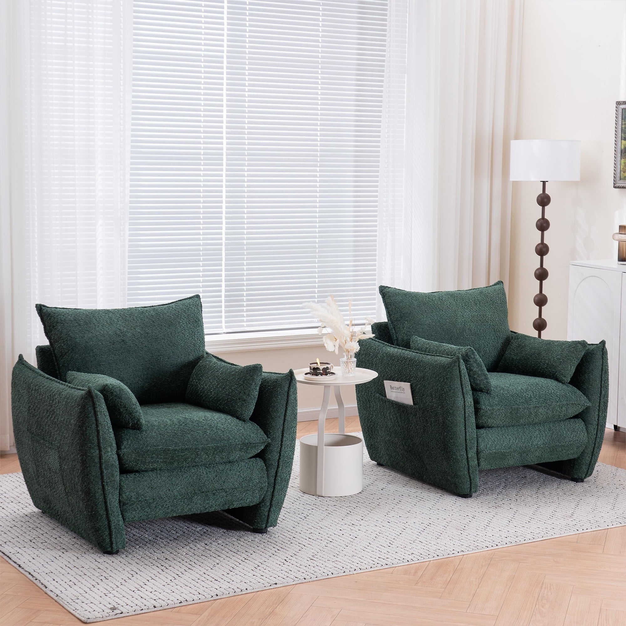 Holaki Sleek Single Seater for Bedroom, Barrel Lounge Chair for Hotel Living Room Bedroom, Green