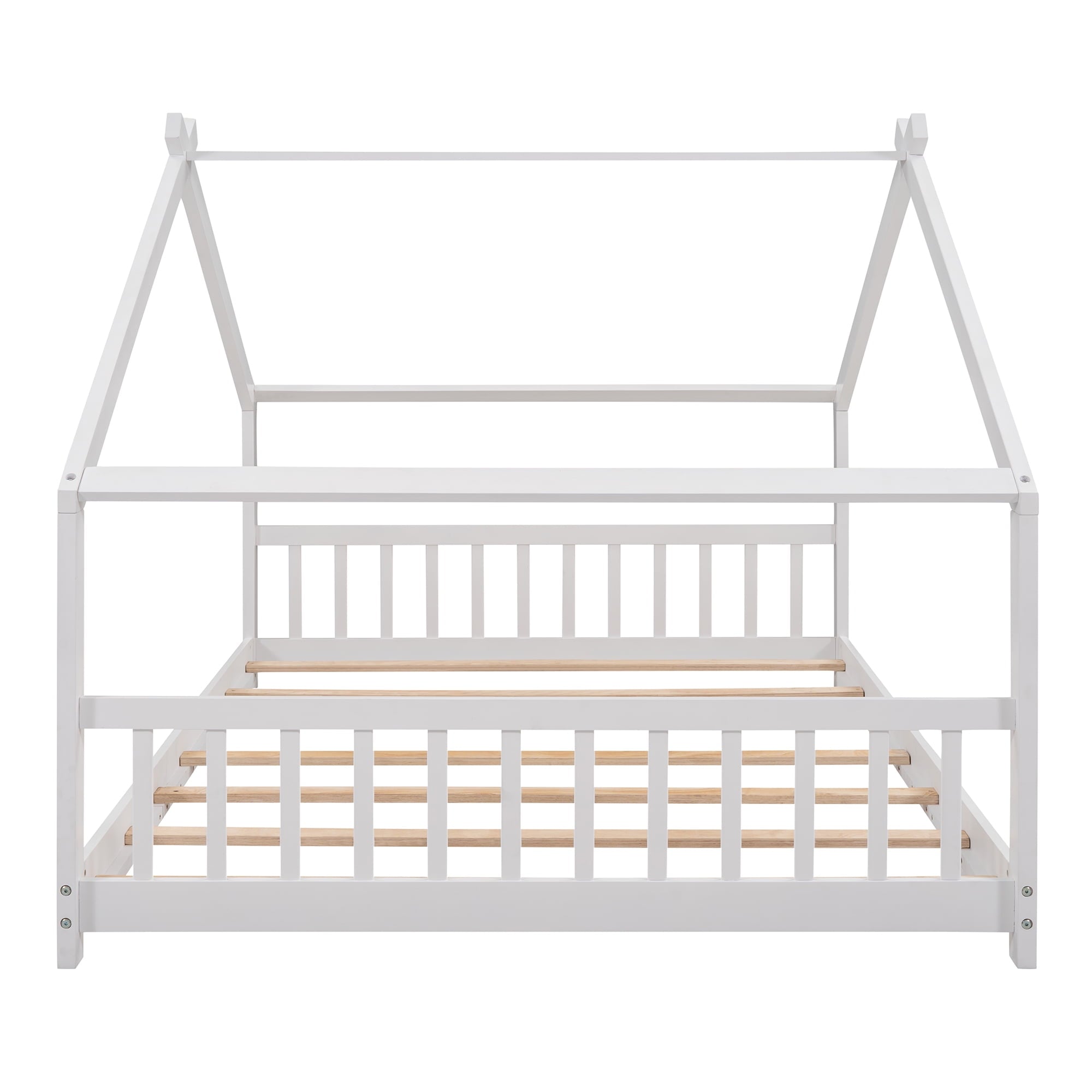 Holaki Full Size Wood House Bed for Kids, White